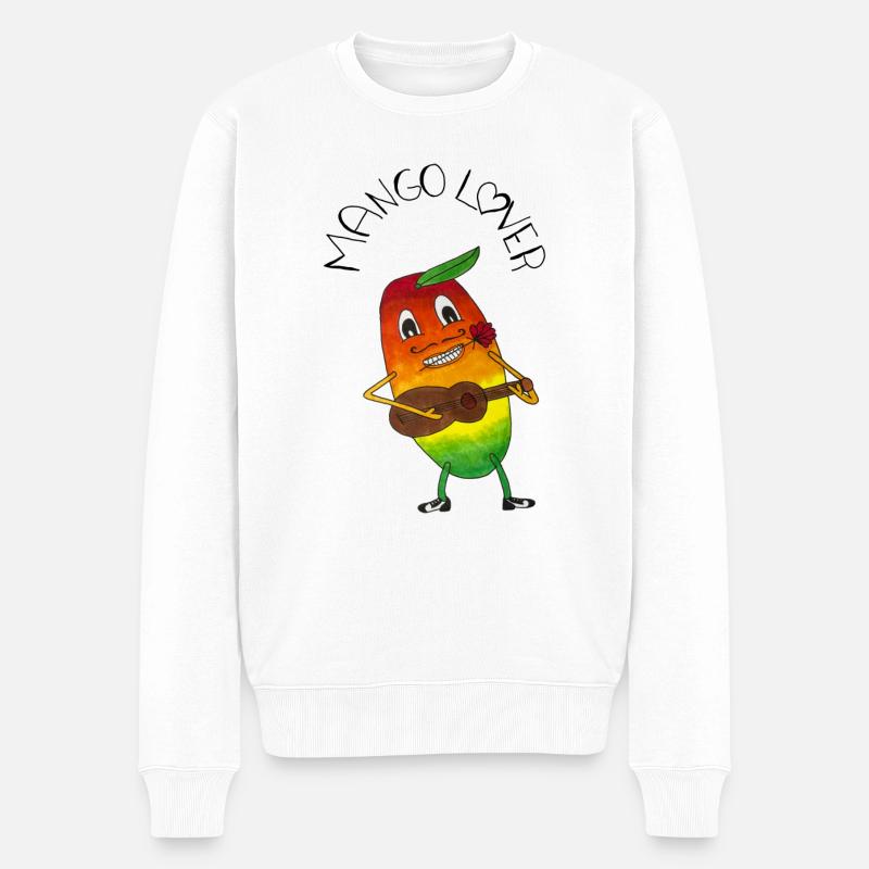 MangoLover - Männer Premium Bio Pullover - Weiß