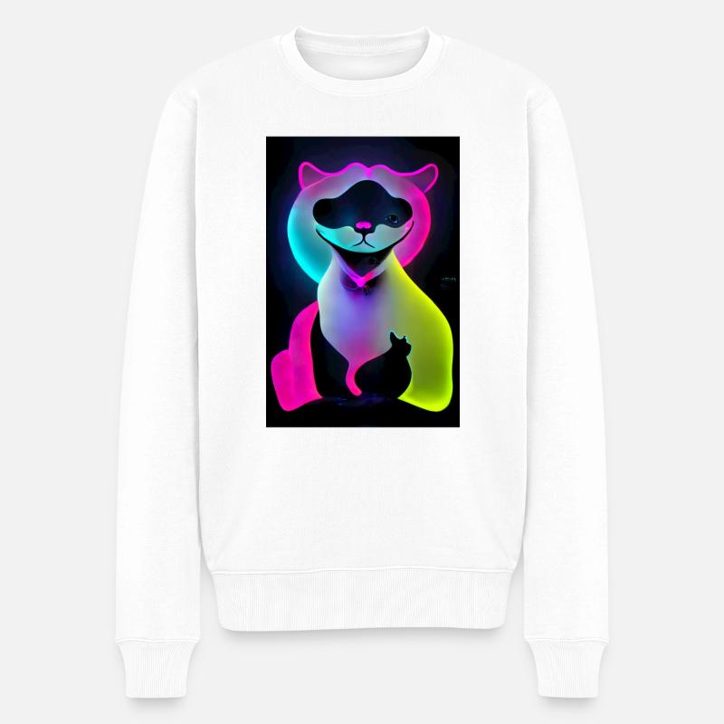 Die Katze - Männer Premium Bio Pullover - Weiß