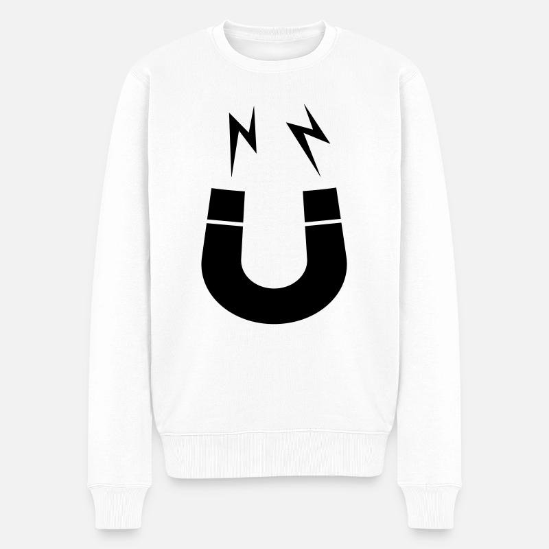 Symbol Magnet Logo Blitze - Männer Premium Bio Pullover - Weiß