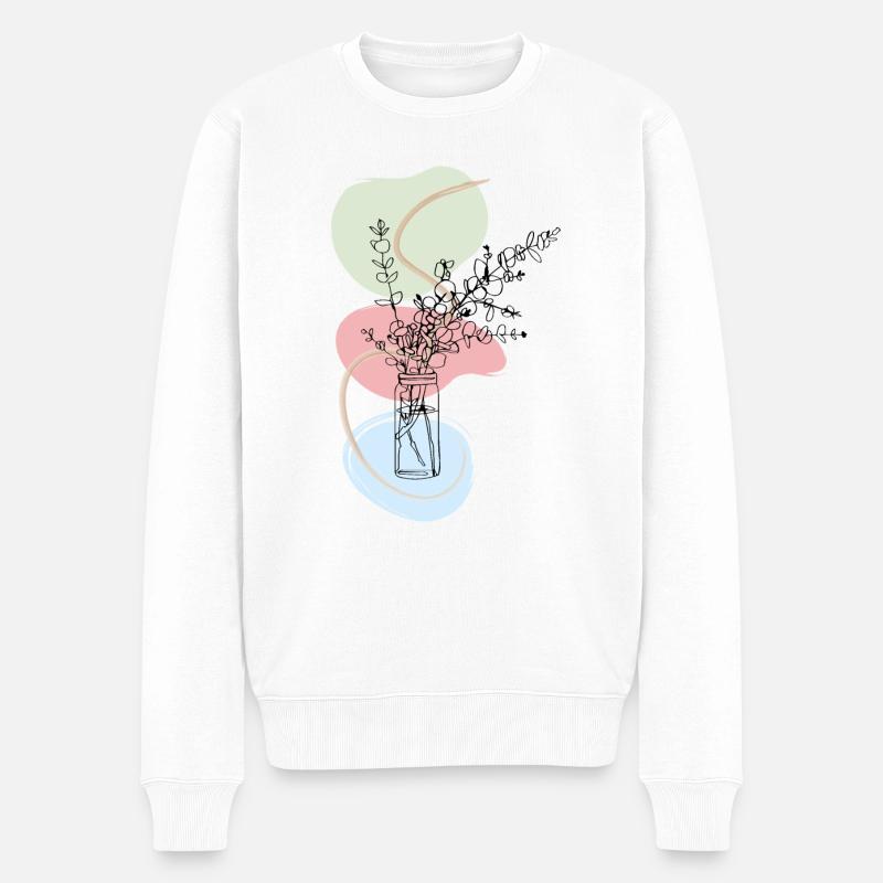 BLUMEN TANZEN - Männer Premium Bio Pullover - Weiß