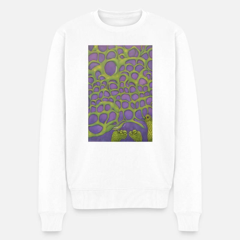 Eulen im Strauch - Männer Premium Bio Pullover - Weiß