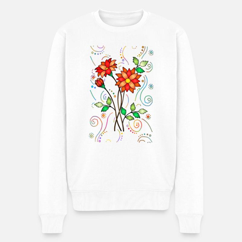 Blumen - Männer Premium Bio Pullover - Weiß