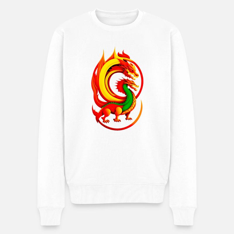 Dragons de feu - Pull Premium bio Homme - blanc