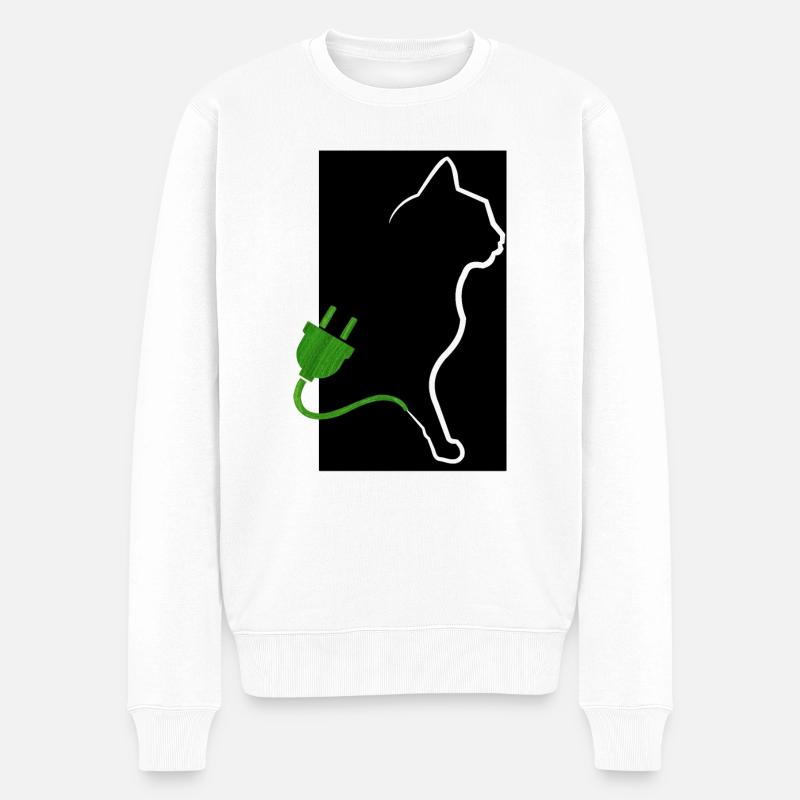 Öko-Katze - Männer Premium Bio Pullover - Weiß