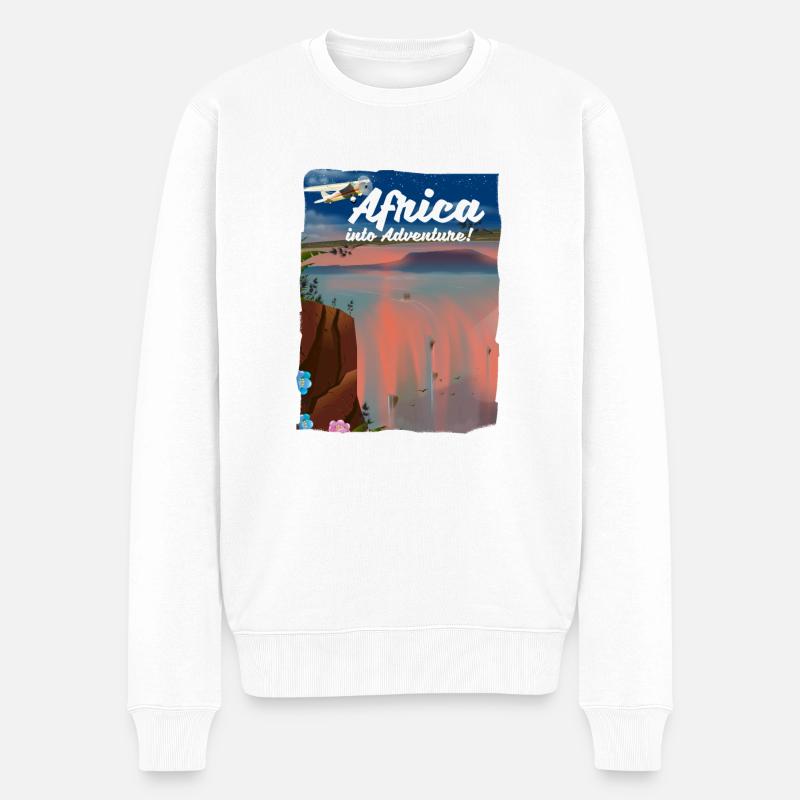 Afrikaner ins Abenteuer - Männer Premium Bio Pullover - Weiß