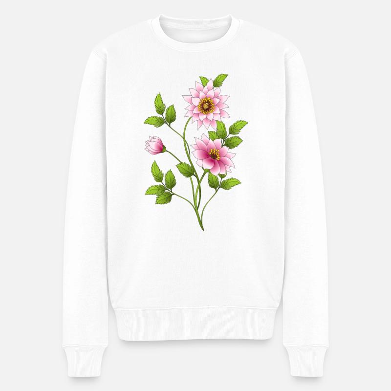 Blumen - Männer Premium Bio Pullover - Weiß