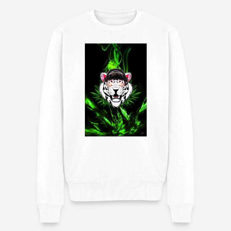 TIGER POSTER - Männer Premium Bio Pullover - Weiß