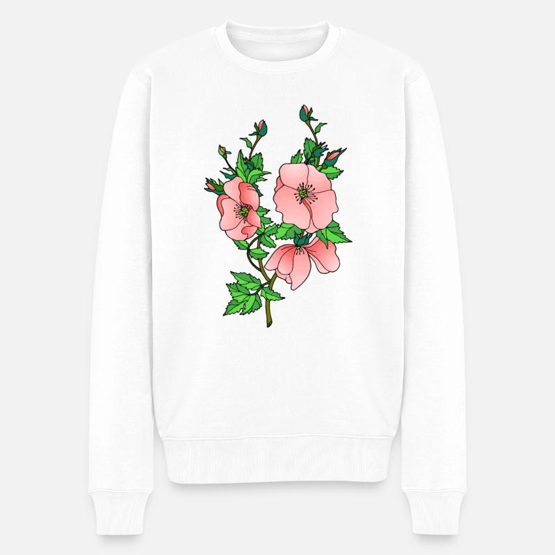 Blumen - Männer Premium Bio Pullover - Weiß