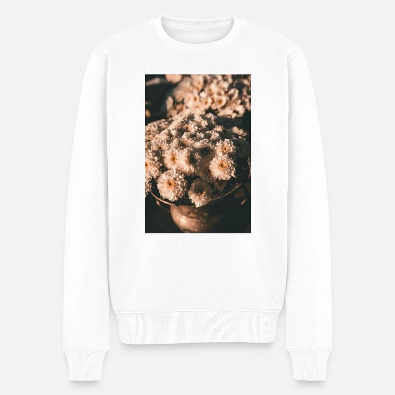 Chrysanthemen Blumen - Männer Premium Bio Pullover - Weiß