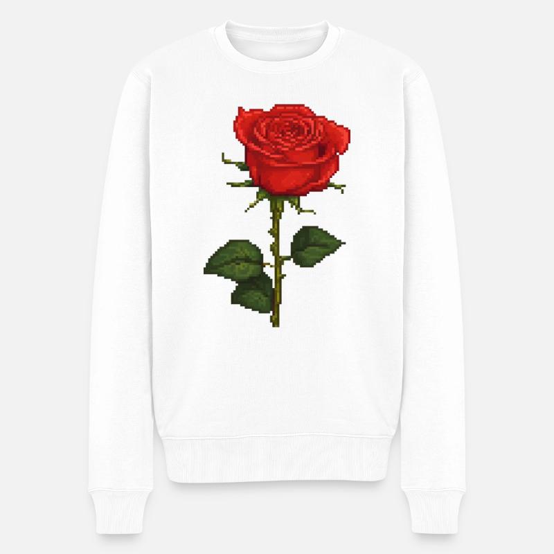 Rose pixélisée - Pull Premium bio Homme - blanc