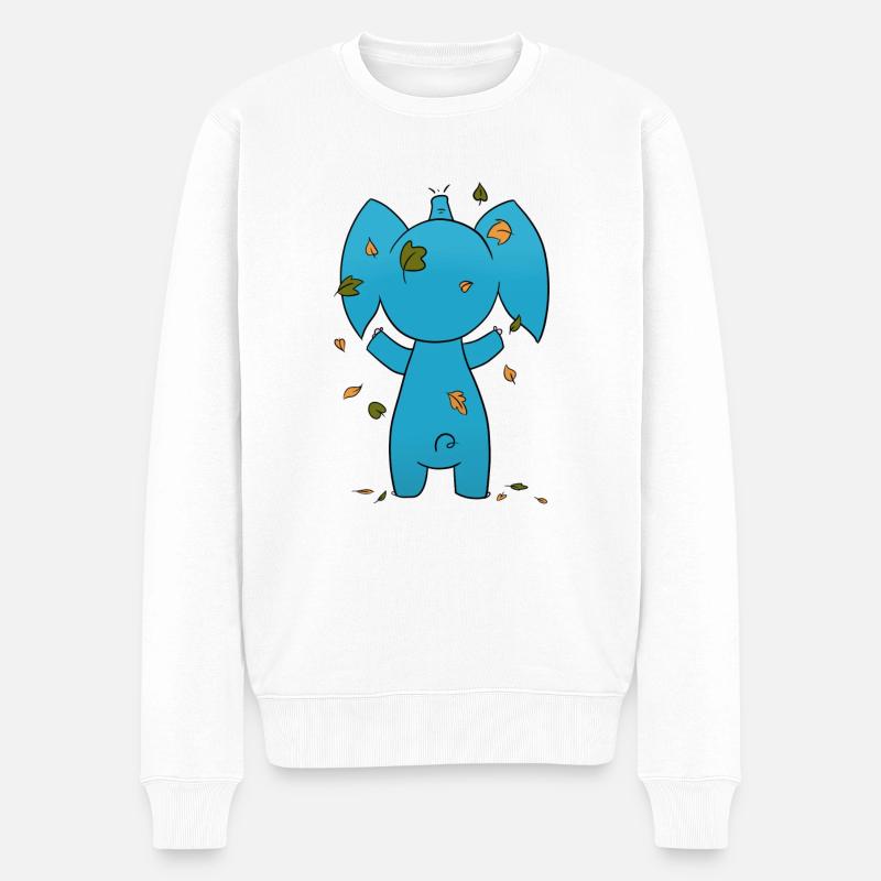 Elefant Blaetter - Männer Premium Bio Pullover - Weiß