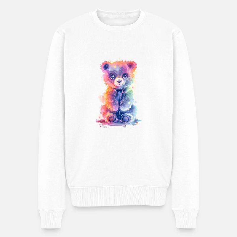 Neon Baer - Männer Premium Bio Pullover - Weiß