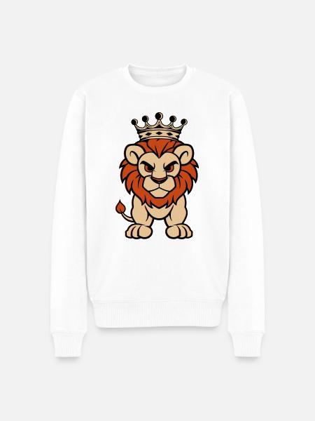löwe comic krone - Männer Premium Bio Pullover - Weiß