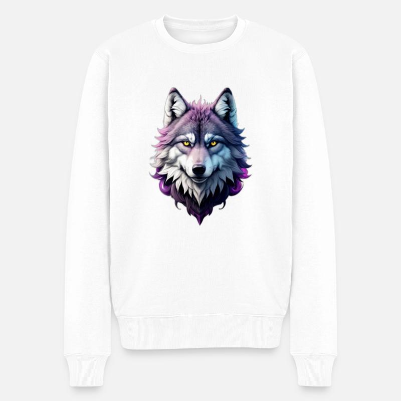 Wolf - Männer Premium Bio Pullover - Weiß