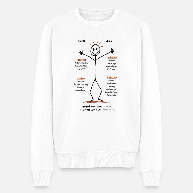 Das ist Tildas Leidenschaft - Männer Premium Bio Pullover - Weiß