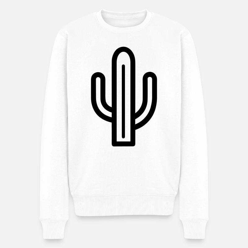Kaktus - Männer Premium Bio Pullover - Weiß