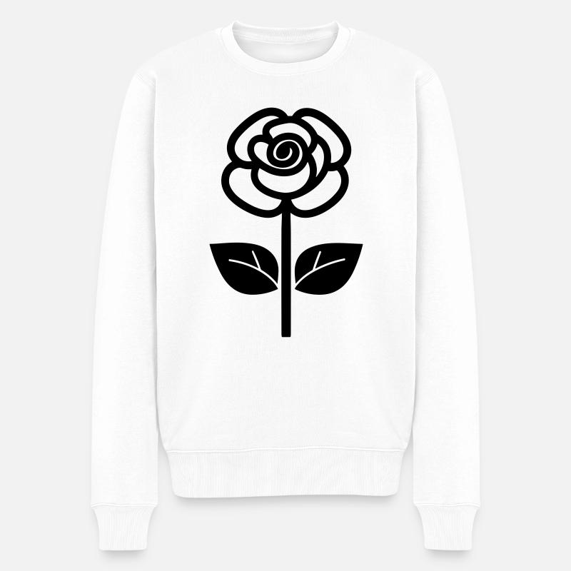Rosa Blume - Männer Premium Bio Pullover - Weiß