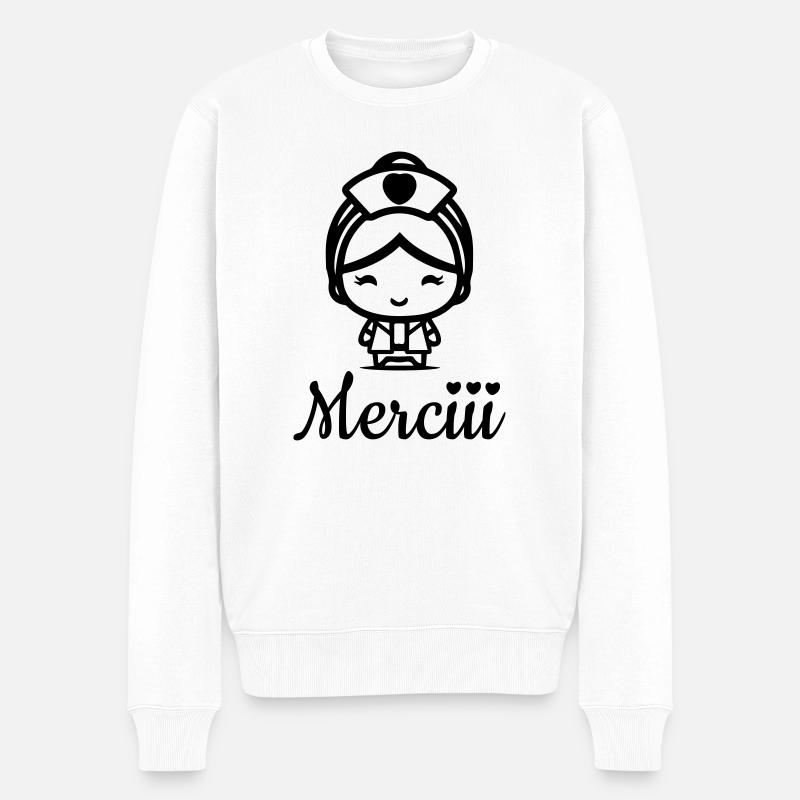 Ich unterstütze die Krankenschwestern. - Männer Premium Bio Pullover - Weiß