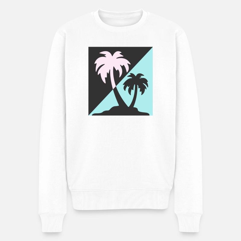 Palmiers - Pull Premium bio Homme - blanc