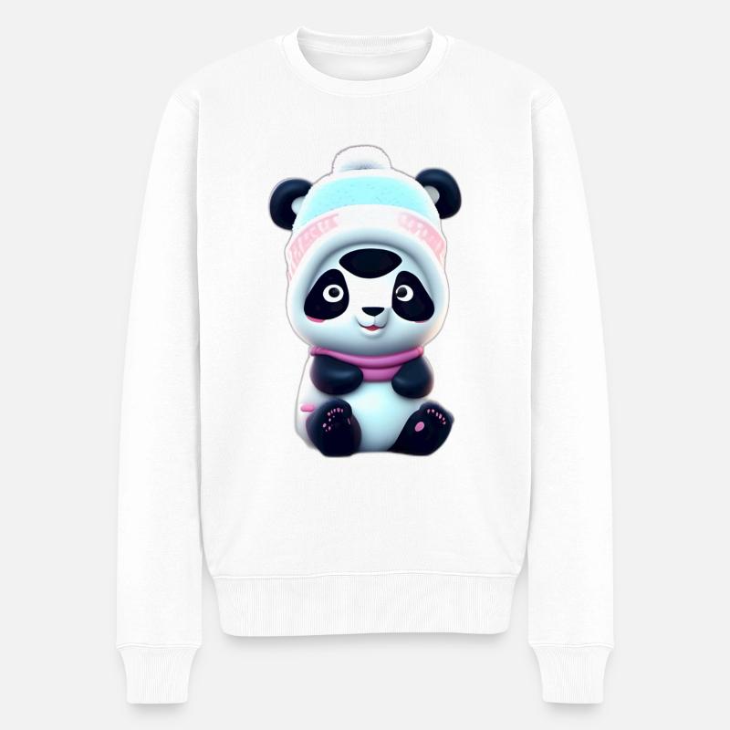 Panda im Schnee - Männer Premium Bio Pullover - Weiß