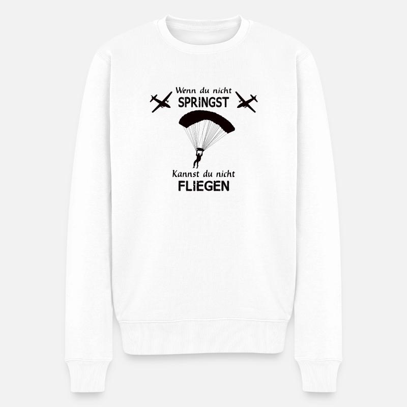 Fallschirmspringer Shirt - Fallschirmsport - Männer Premium Bio Pullover - Weiß