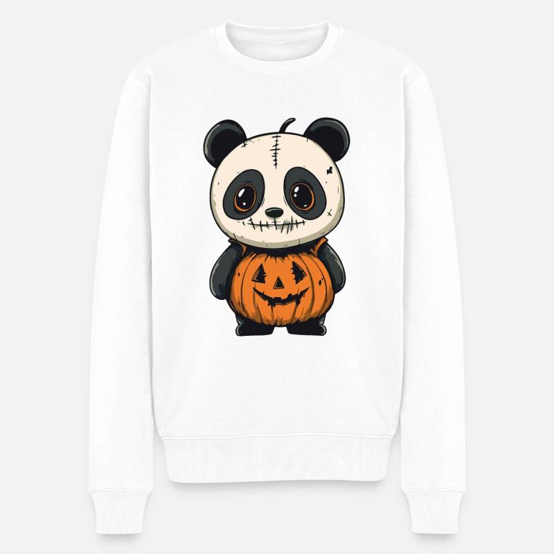 Panda Halloween Comic Lustig - Männer Premium Bio Pullover - Weiß