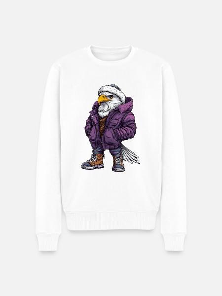 Eagle Funny Winter - Men's Premium Organic Jumper - white