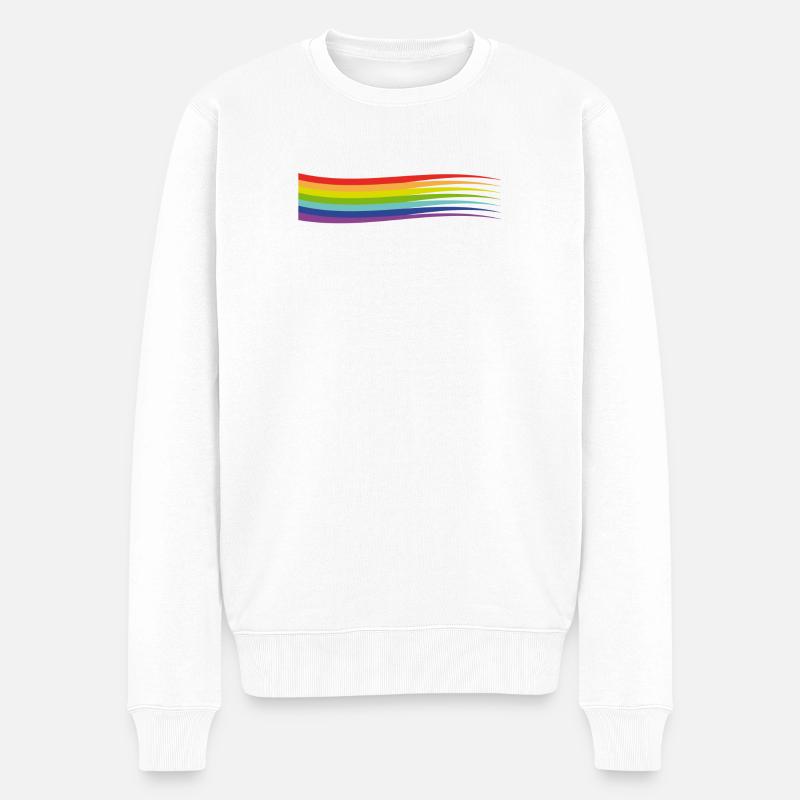 RAINBOW BANNER | Regenbogen-Fahne - Männer Premium Bio Pullover - Weiß