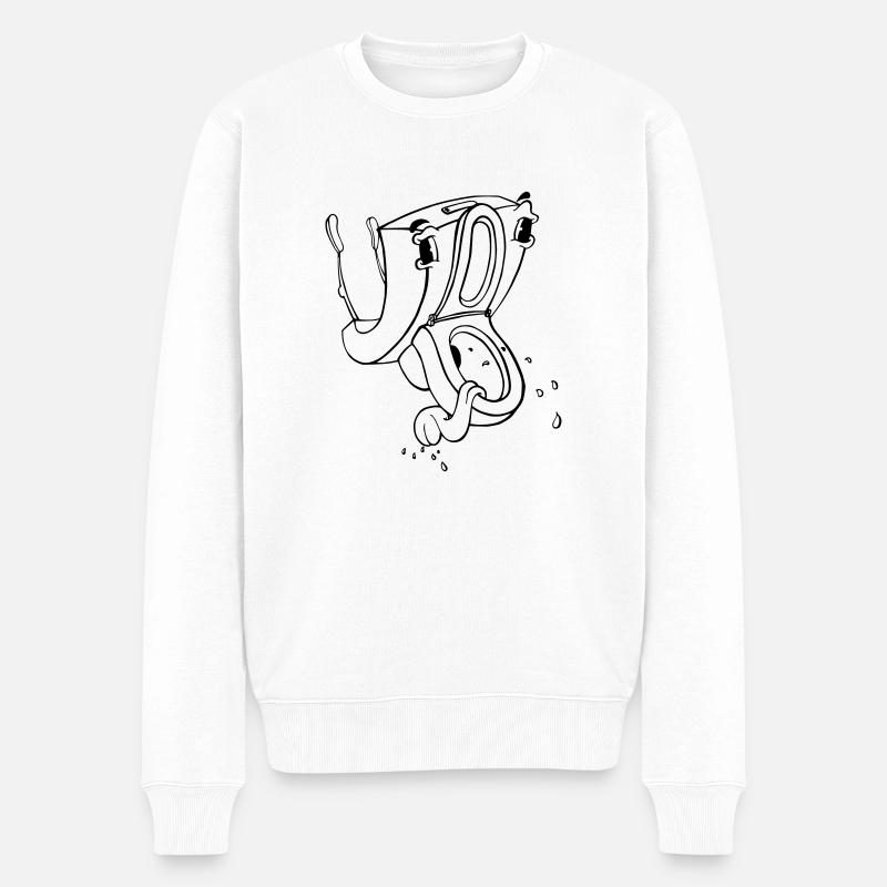 Crazy Toilet - Männer Premium Bio Pullover - Weiß
