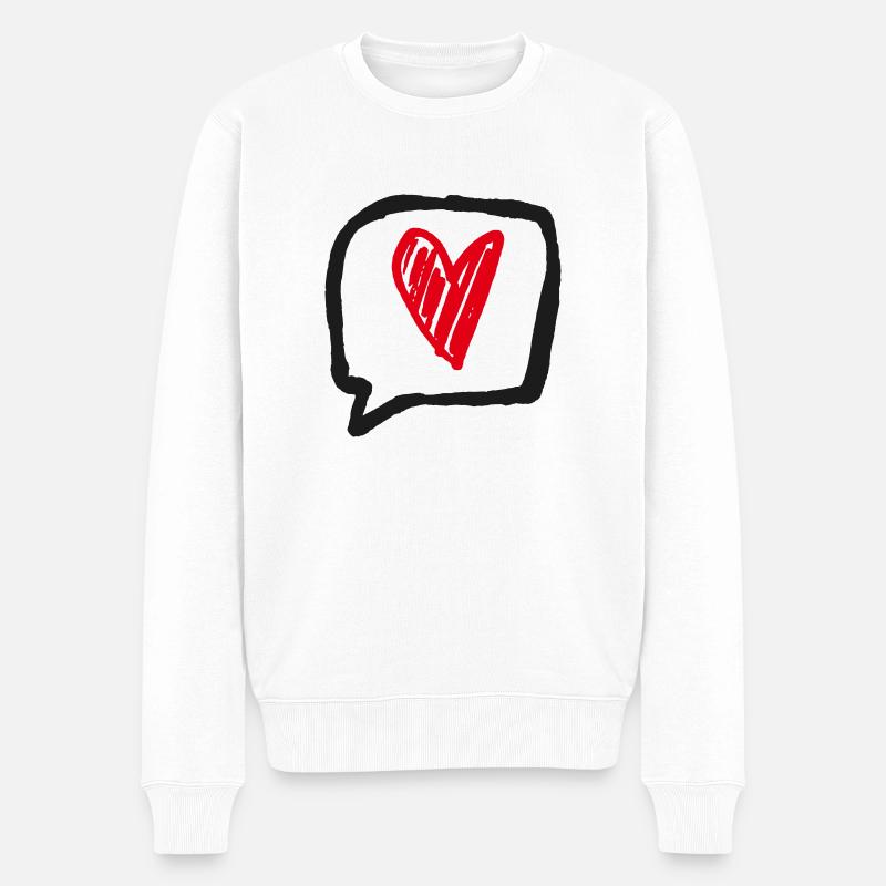 Herz Comic Cartoon Sprechblase - Männer Premium Bio Pullover - Weiß
