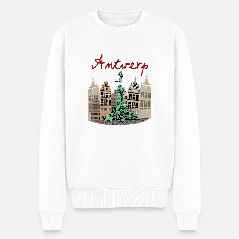 Brabo Antwerpen - Männer Premium Bio Pullover - Weiß