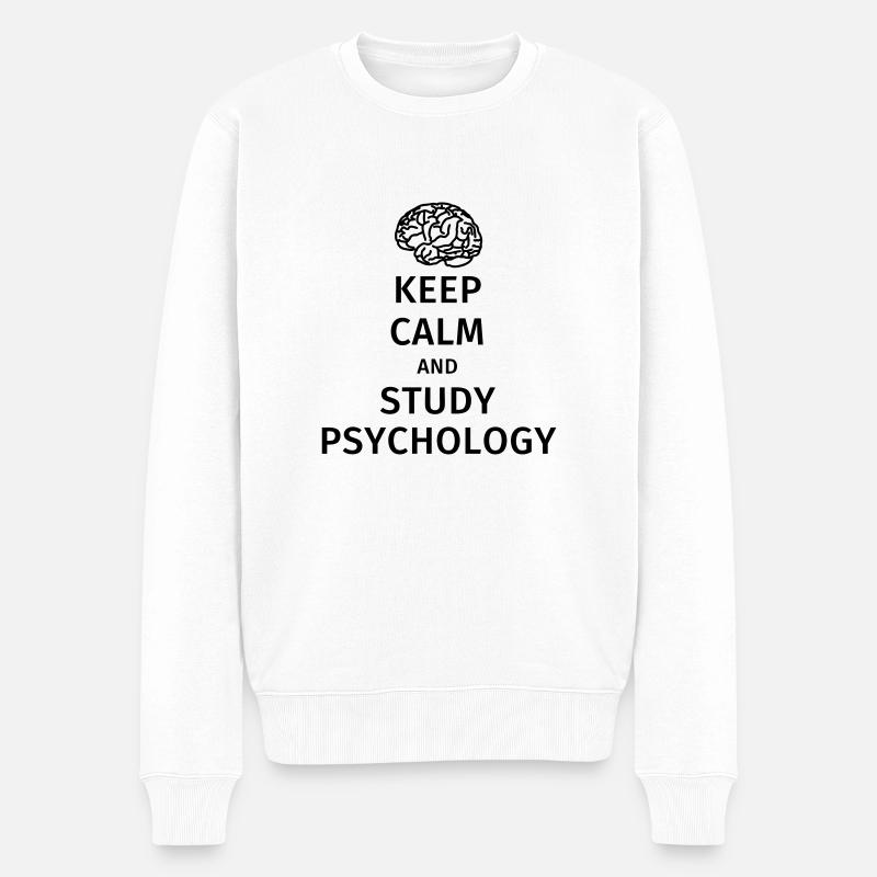 keep calm and study psychology - Männer Premium Bio Pullover - Weiß