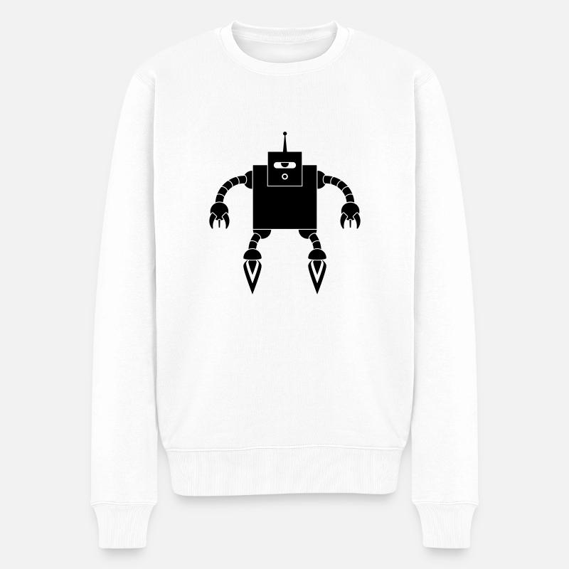 flying robot - Männer Premium Bio Pullover - Weiß