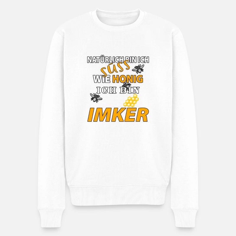Natürlich bin ich süss wie Honig ich bin Imker - Männer Premium Bio Pullover - Weiß