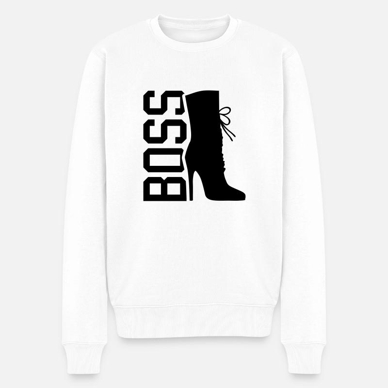high_heel_boss_la1 - Männer Premium Bio Pullover - Weiß