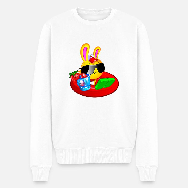 lapin plage kawaii bouée - Pull Premium bio Homme - blanc