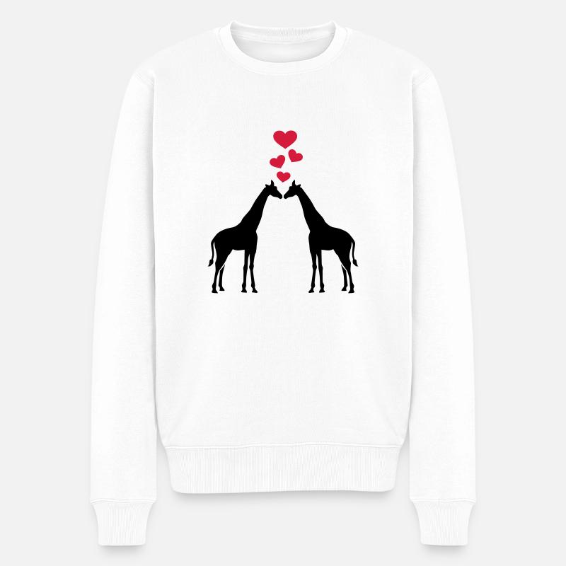 Giraffe - Männer Premium Bio Pullover - Weiß