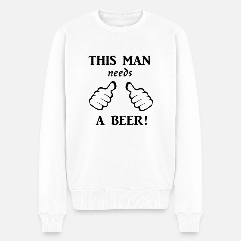 this_man_needs_a_beer - Männer Premium Bio Pullover - Weiß