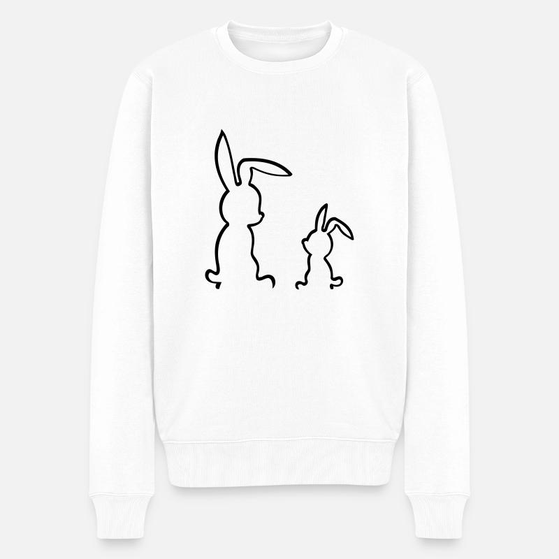 Osten - Zwei Hasen - Männer Premium Bio Pullover - Weiß