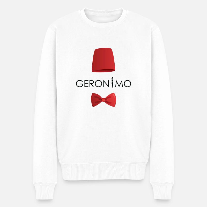 Geronimo Fez & Bowtie - Männer Premium Bio Pullover - Weiß