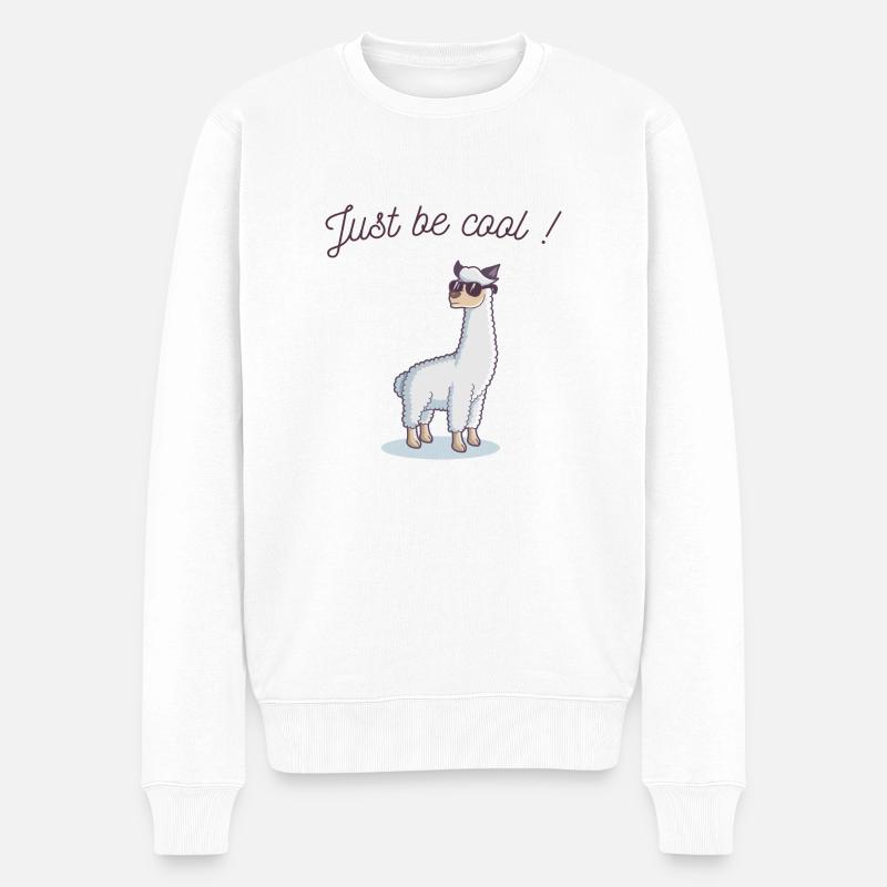 Just be cool ! Lama cool - Pull Premium bio Homme - blanc