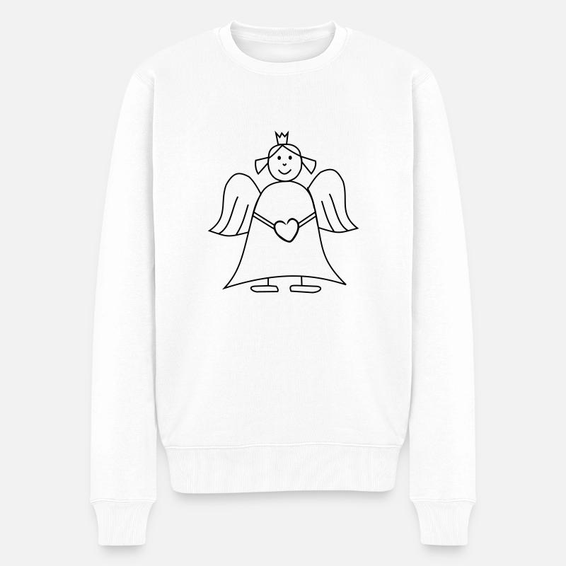 Schutzengel mit Herz und Krone Engel - Männer Premium Bio Pullover - Weiß