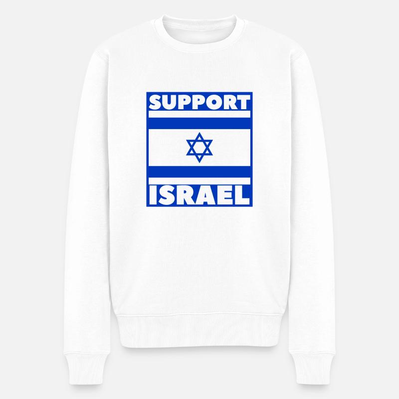 Support Israel - Männer Premium Bio Pullover - Weiß
