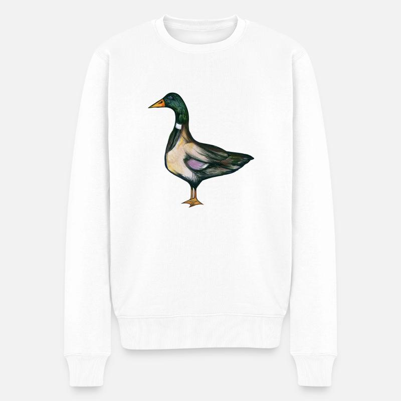 Stockenten-Kunst - Männer Premium Bio Pullover - Weiß