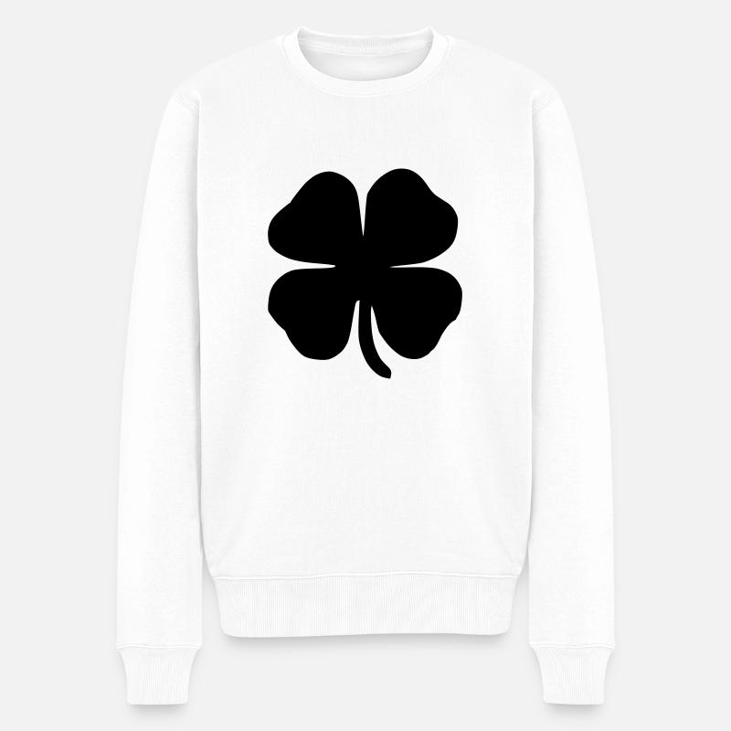 4-BLÄTTRIGER KLEE - Männer Premium Bio Pullover - Weiß