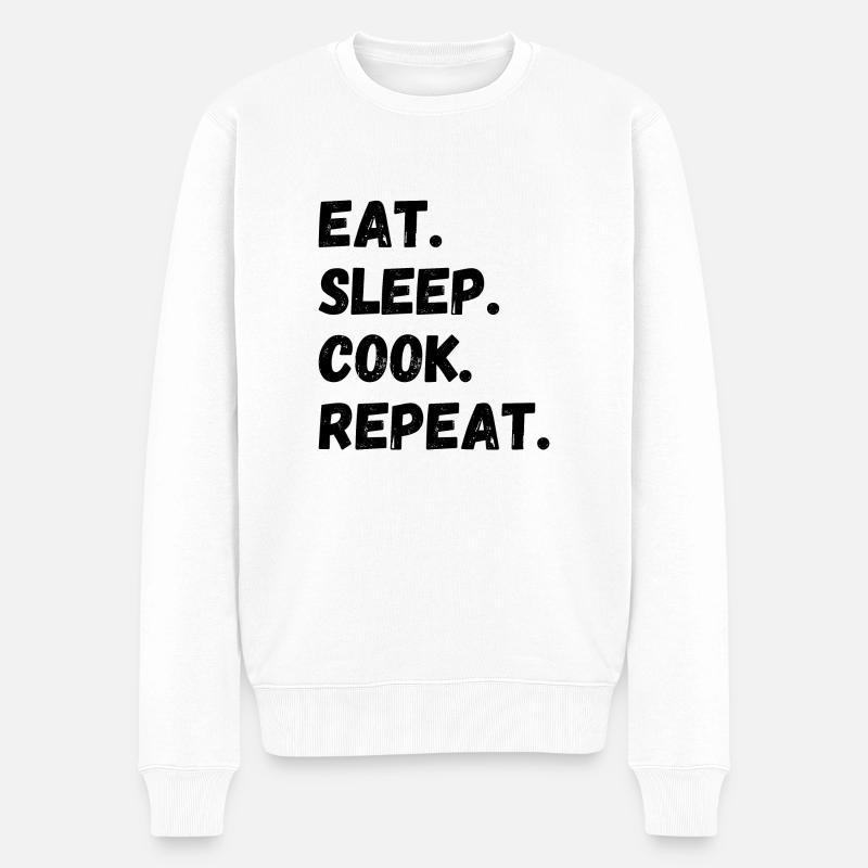 Eat Sleep Cook Repeat - Männer Premium Bio Pullover - Weiß