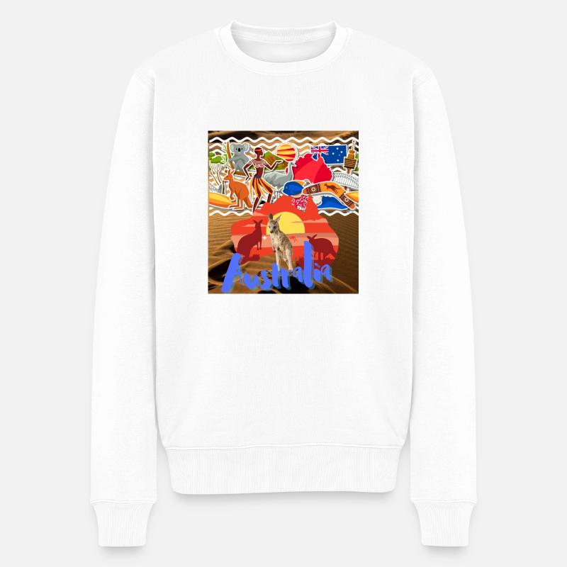 Australien, Känguru. - Männer Premium Bio Pullover - Weiß
