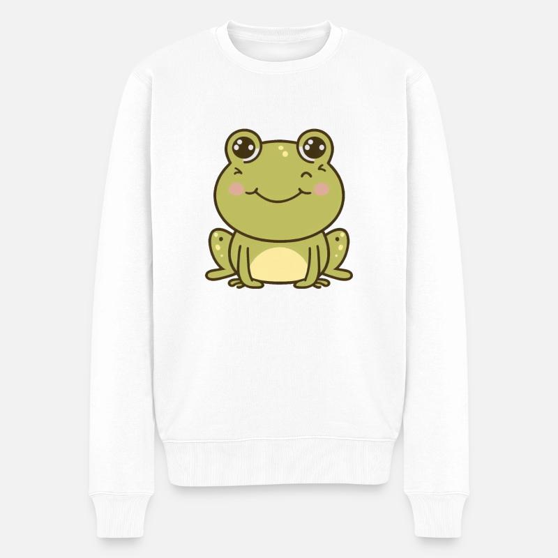 Kawaii mignon Happy Frog - Pull Premium bio Homme - blanc