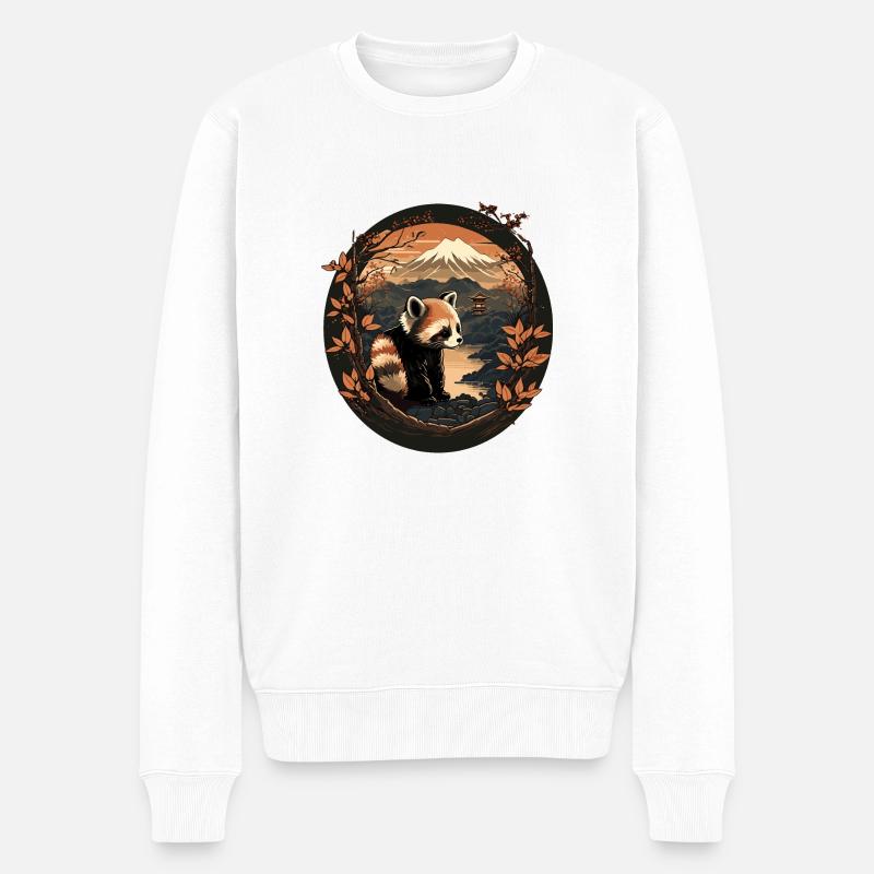Roter Panda 10 - Männer Premium Bio Pullover - Weiß