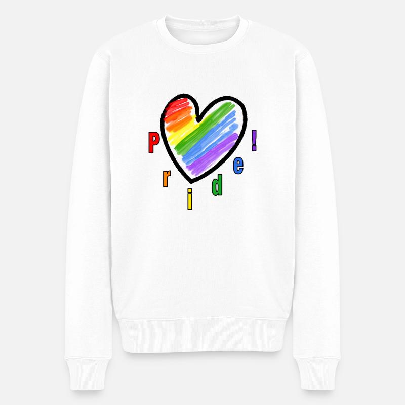 LGBTQ Heart Pride - Männer Premium Bio Pullover - Weiß